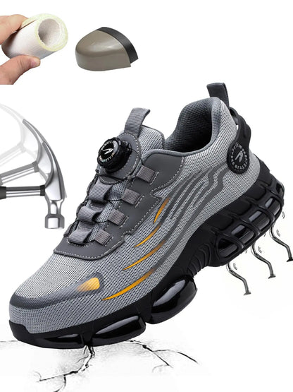 Men'S Steel Toe Work Shoes, Work Safety Shoes, Casual Comfortable Breathable Anti-Smash and Anti-Puncture Shoes, Fashionable Non-Slip Shoes for Outdoor Hiking
