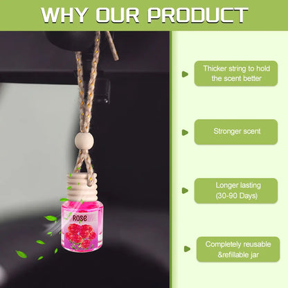 2Pack Car Air Fresheners Hanging Scent Oil Diffuser,8Ml Nature Frangrance Friut Juciy Perfume Last Long Time with Three Scents for Car & Live Gifts