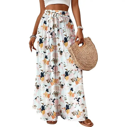 Bsubseach Wide Leg Pants Woman Flowy Floral Palazzo Pants for Women High Waisted Summer Casual Trousers Cruise Outfits