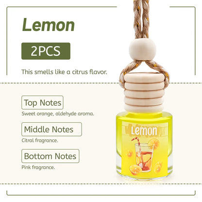 2Pack Car Air Fresheners Hanging Scent Oil Diffuser,8Ml Nature Frangrance Friut Juciy Perfume Last Long Time with Three Scents for Car & Live Gifts