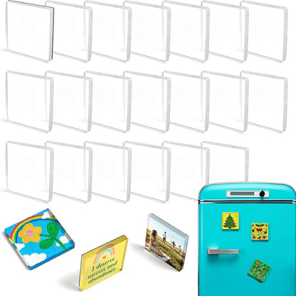 10 Pack 2"X2" Clear Acrylic DIY Fridge Magnets Set with Adhesive Backing – Square Magnetic Photo Frames for Crafts, Kitchen, Classroom, Party & Office Decoration
