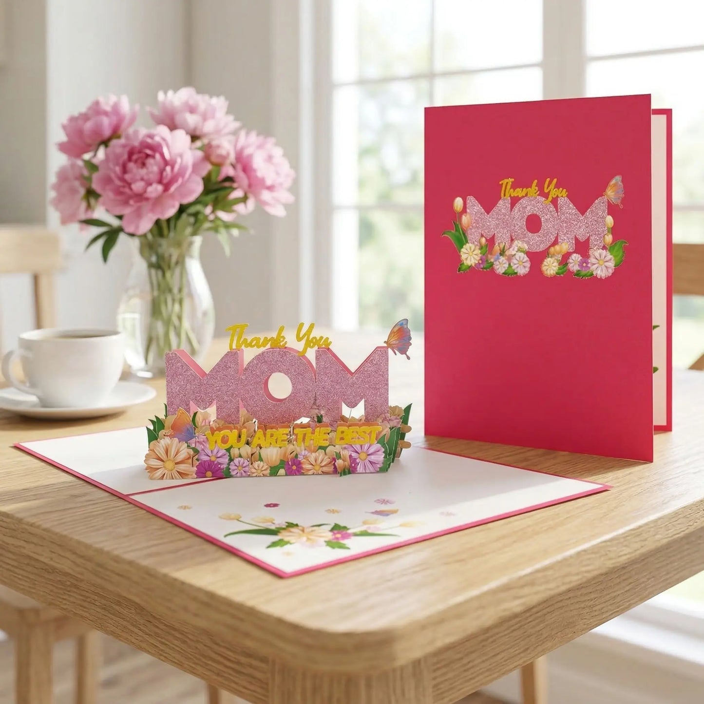 Pop up Mothers Day Card- Funny 3D Pop up Greeting Card-Surprise for Mom Greeting Card with Kraft Envelope - Hand-Drawn Designs by Artists-Mm