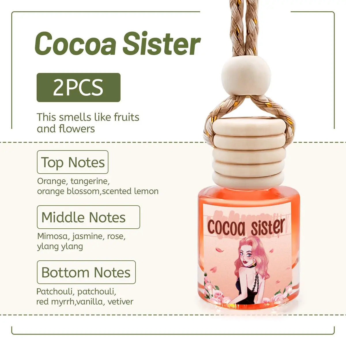 2Pack Car Air Fresheners Hanging Scent Oil Diffuser,8Ml Nature Frangrance Friut Juciy Perfume Last Long Time with Three Scents for Car & Live Gifts