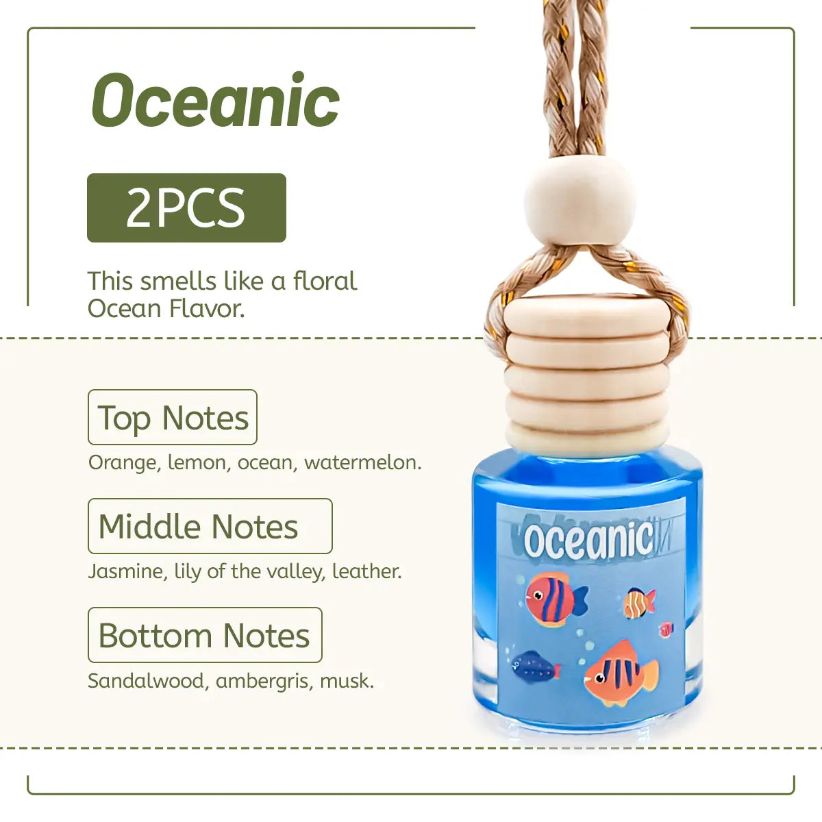2Pack Car Air Fresheners Hanging Scent Oil Diffuser,8Ml Nature Frangrance Friut Juciy Perfume Last Long Time with Three Scents for Car & Live Gifts