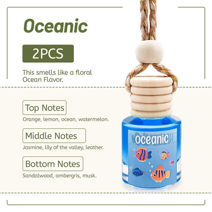 2Pack Car Air Fresheners Hanging Scent Oil Diffuser,8Ml Nature Frangrance Friut Juciy Perfume Last Long Time with Three Scents for Car & Live Gifts