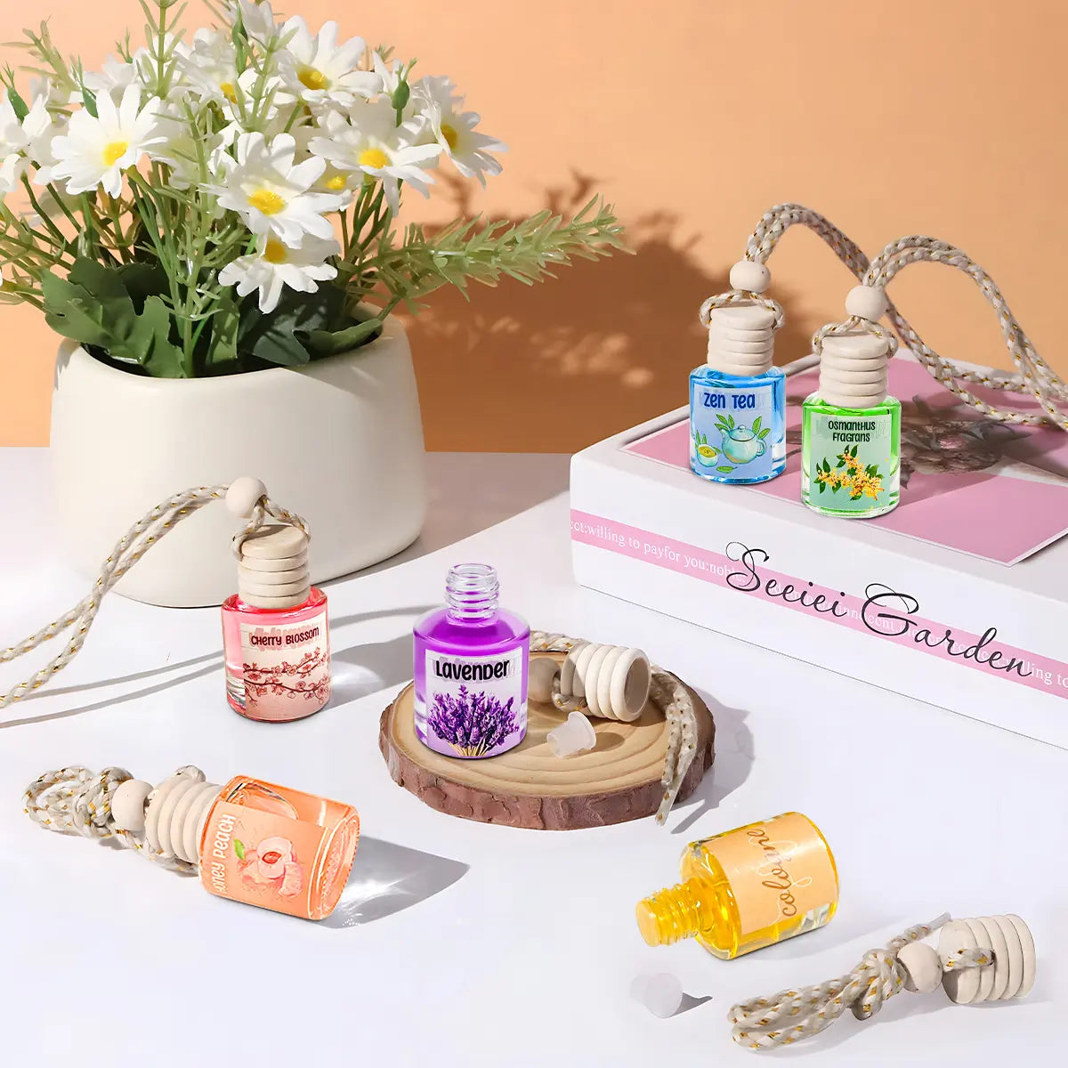 2Pack Car Air Fresheners Hanging Scent Oil Diffuser,8Ml Nature Frangrance Friut Juciy Perfume Last Long Time with Three Scents for Car & Live Gifts