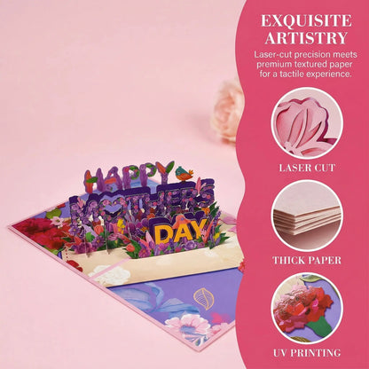 Pop up Mothers Day Card- Funny 3D Pop up Greeting Card-Surprise for Mom Greeting Card with Kraft Envelope - Hand-Drawn Designs by Artists-Mm