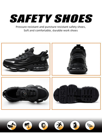 Men'S Steel Toe Work Shoes, Work Safety Shoes, Casual Comfortable Breathable Anti-Smash and Anti-Puncture Shoes, Fashionable Non-Slip Shoes for Outdoor Hiking