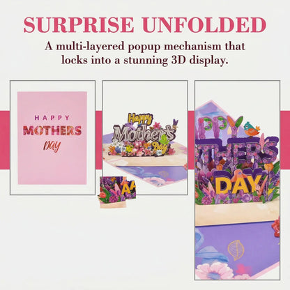 Pop up Mothers Day Card- Funny 3D Pop up Greeting Card-Surprise for Mom Greeting Card with Kraft Envelope - Hand-Drawn Designs by Artists-Mm