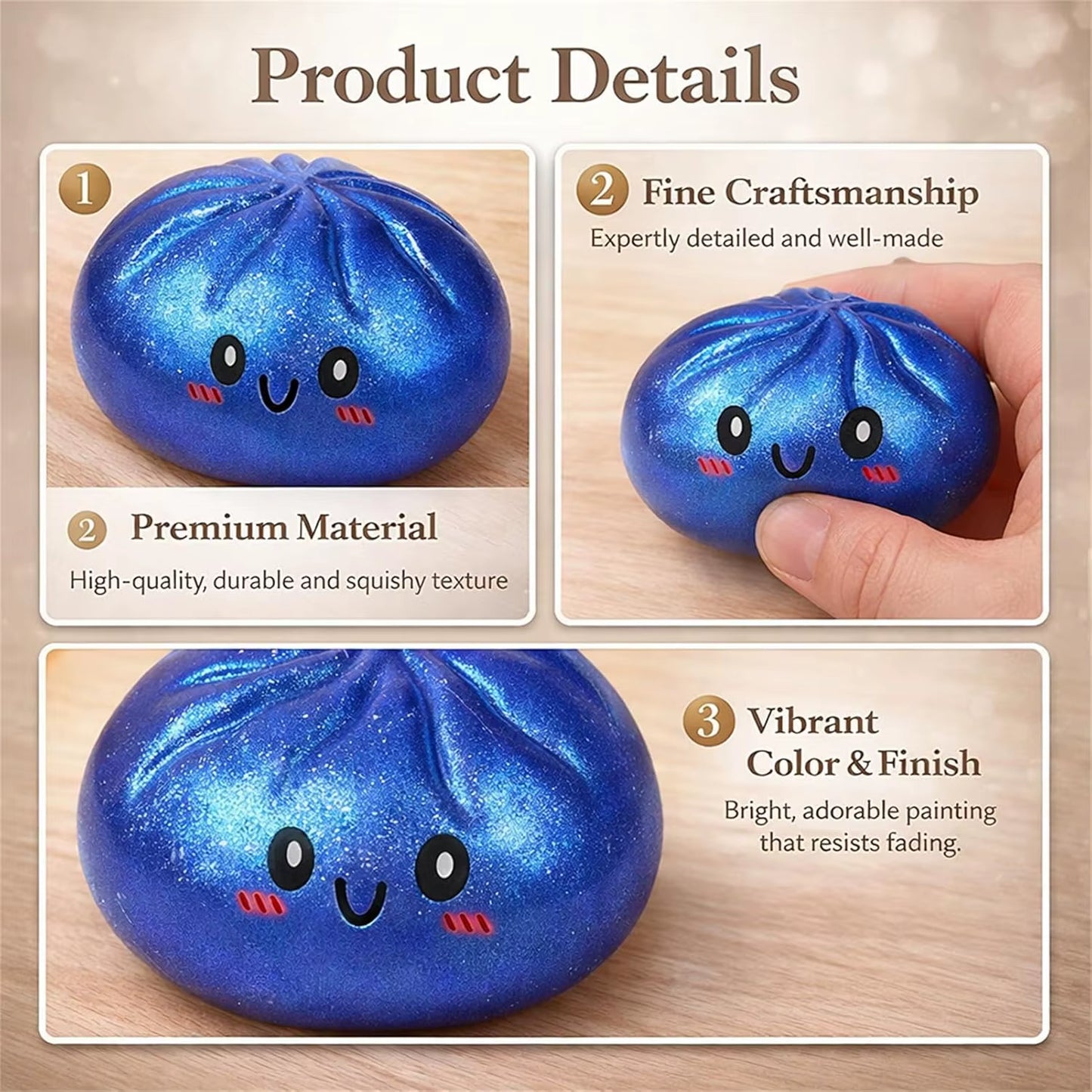 Glitter Dumpling Glitter Dumpling Squishy with Box Dumplings Sensory Squeeze Toy for Stress Relief