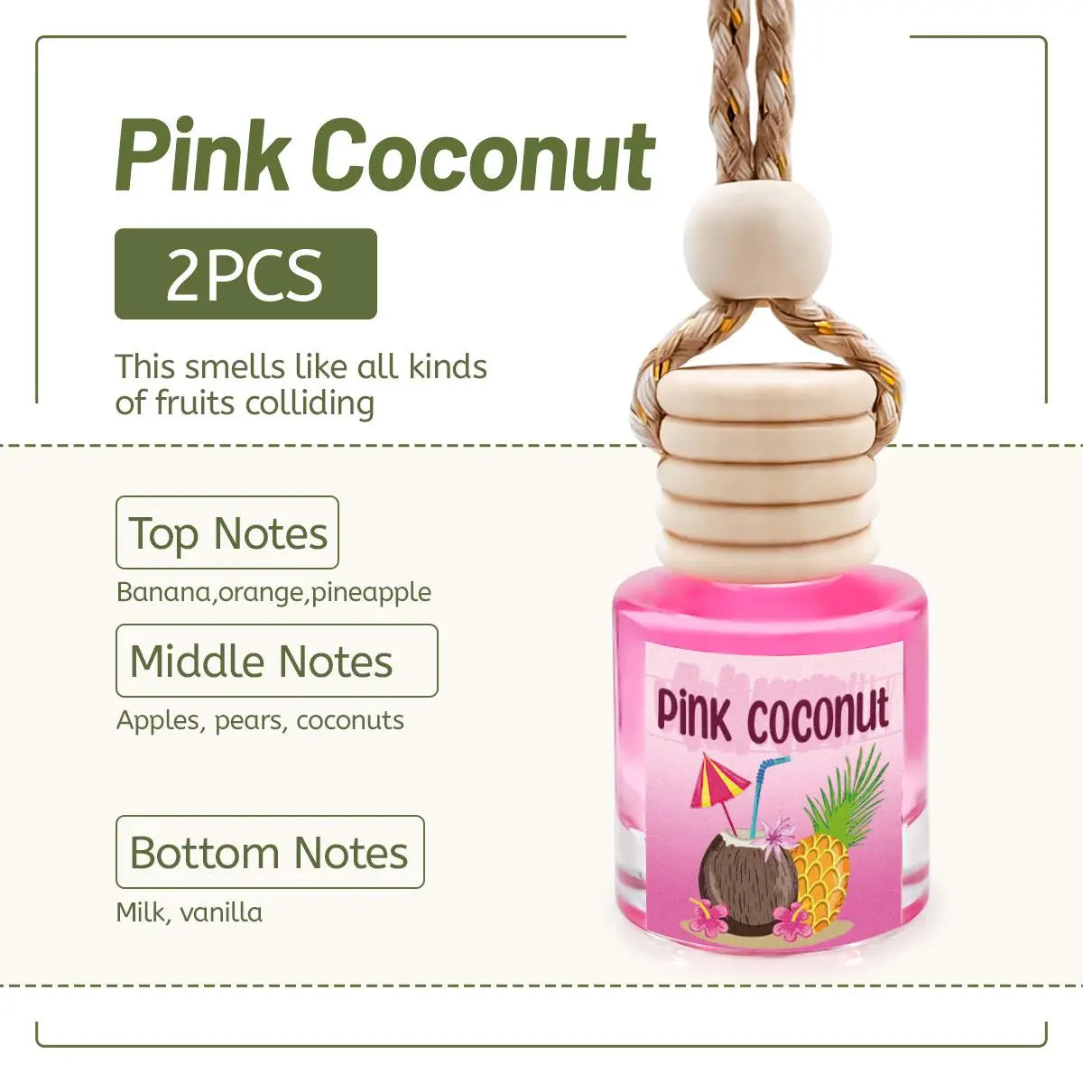 2Pack Car Air Fresheners Hanging Scent Oil Diffuser,8Ml Nature Frangrance Friut Juciy Perfume Last Long Time with Three Scents for Car & Live Gifts